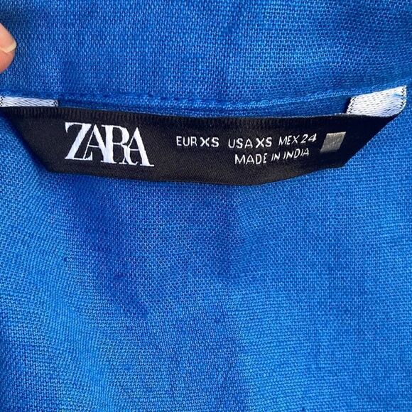 Zara blue EMBROIDERED blouse size XS New - Picture 10 of 11